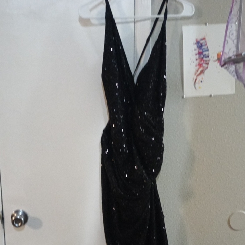 Fashion Nova Black Sequin Cocktail Gown
